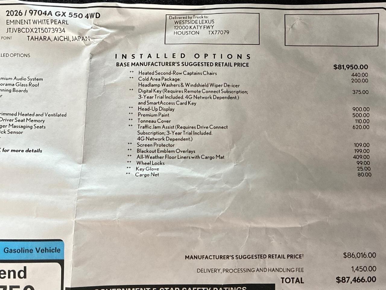 2026 Lexus GX550 Luxury+, Captain's Seats, Cold Area Pkg, Digital Key, HUD, Traffic Jam Assist Houston TX 2026 Lexus GX550 Luxury+, Captain's Seats, Cold Area Pkg, Digital Key, HUD, Traffic Jam Assist Houston TX