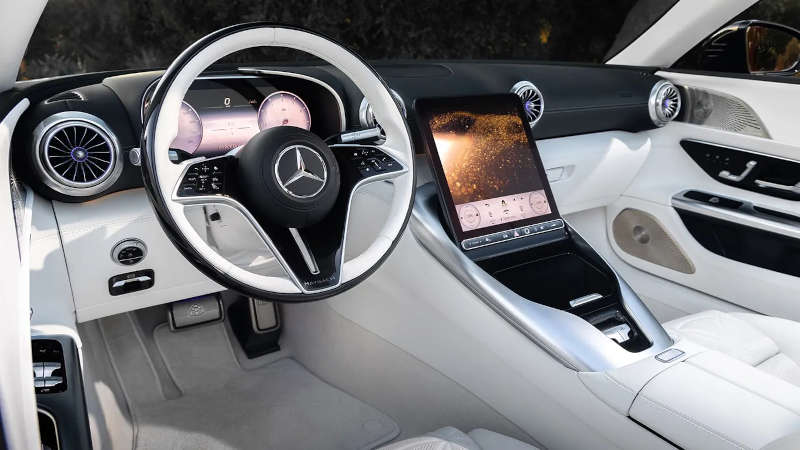 A cockpit view of the new 2026 Mercedes-Maybach SL 680 Monogram Series