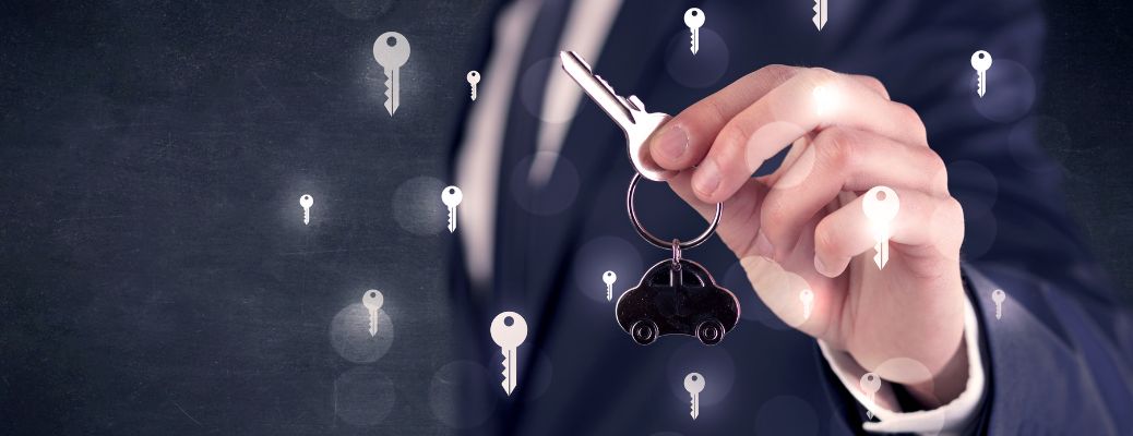 representative image of a sales person showing a key