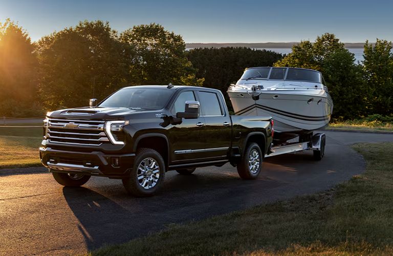 Chevrolet truck towing a boat