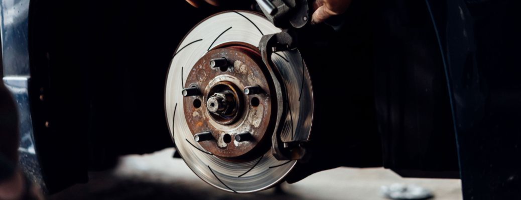 a car's brakes with the tire removed