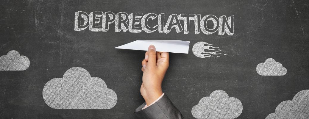 Depreciation text on a banner