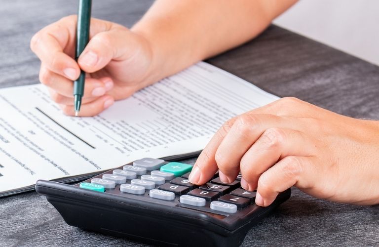 Person using a calculator