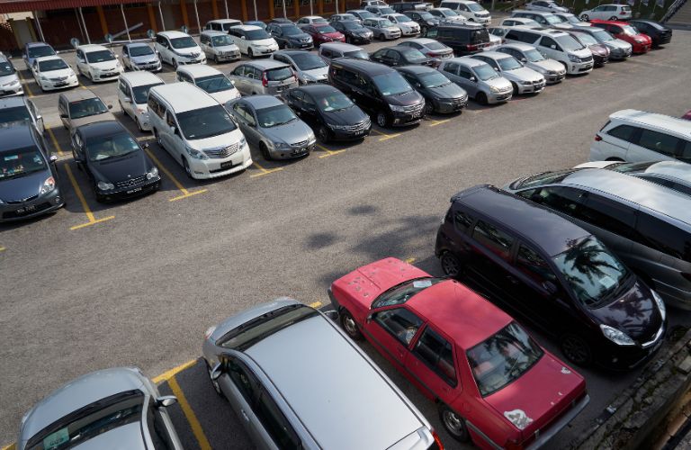 Used cars in a parking lot
