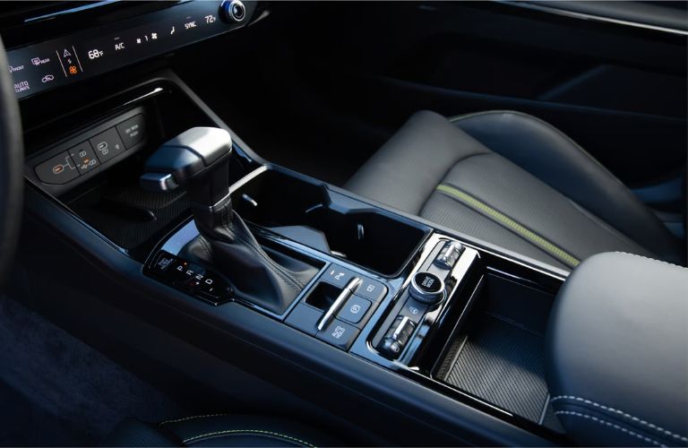 2026 Kia K5 black seats with neon green stitching