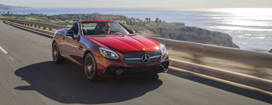 front view of the 2017 Mercedes-AMG SLC43 on road