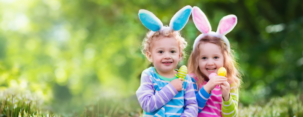 Kids posing for a picture on Easter