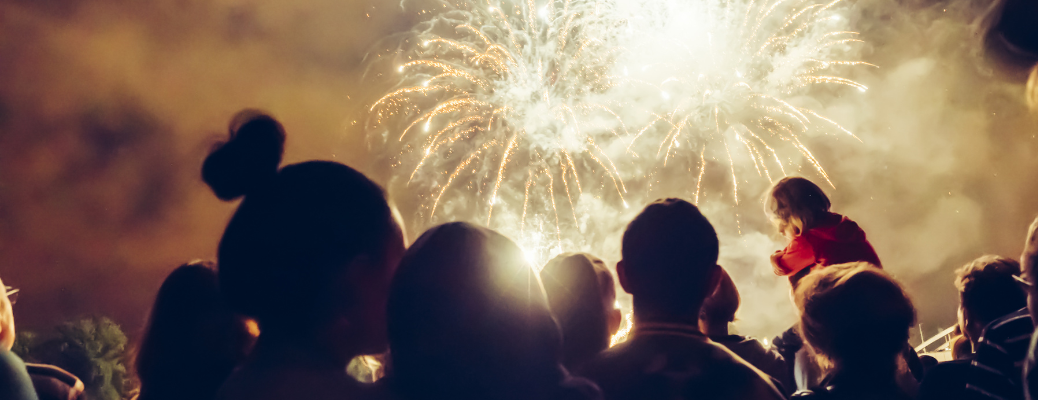 Audience enjoying fireworks