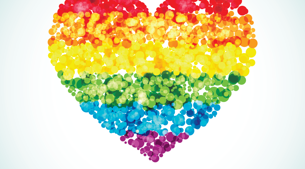 Rainbow button heart