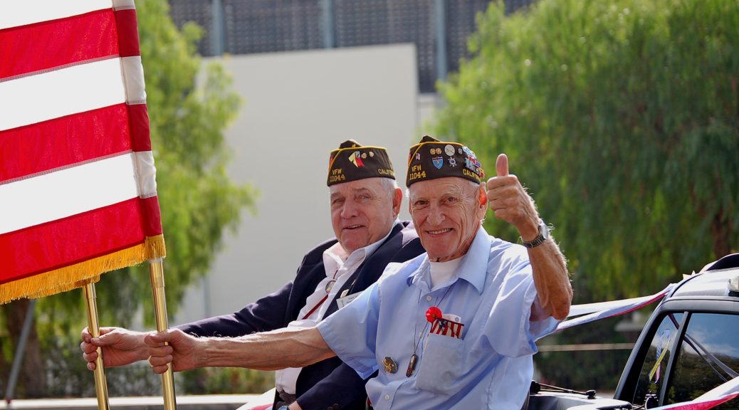 Military Veterans Holding Flags in Parade