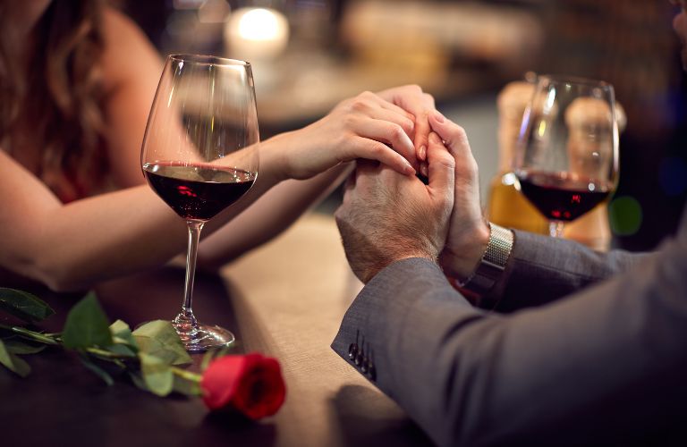 A couple holding hands