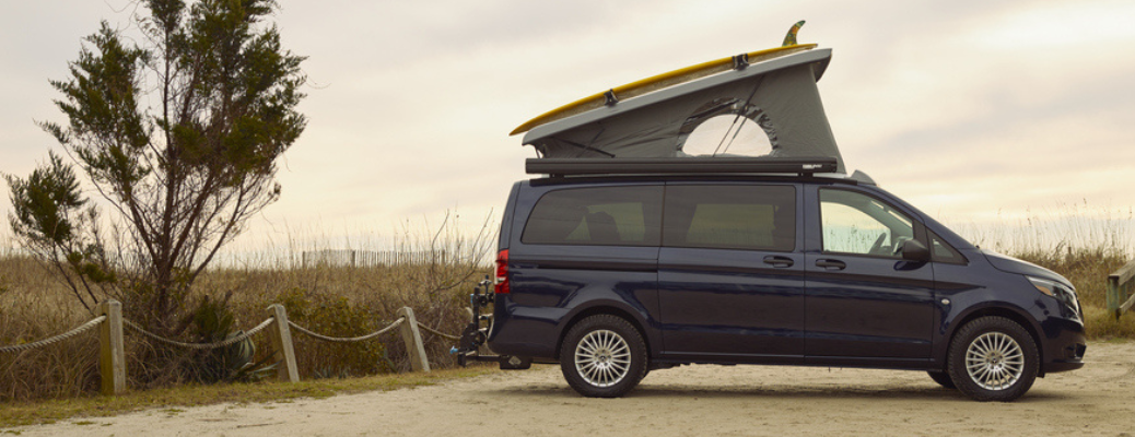 Side view of the Mercedes-Benz Metris Pop Top Camper