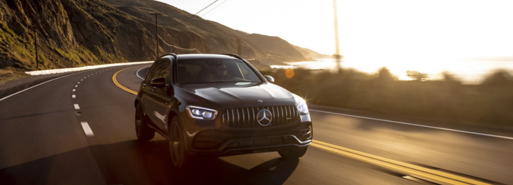 Front view of the 2020 Mercedes-Benz GLC on road