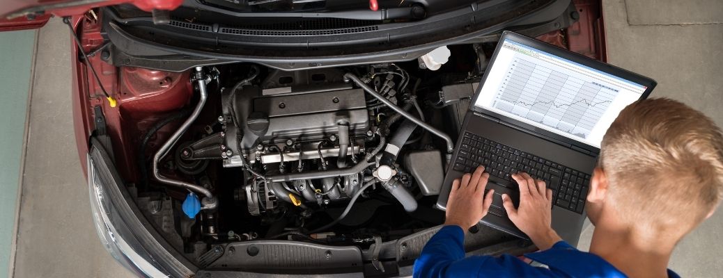 Mechanic checking the engine