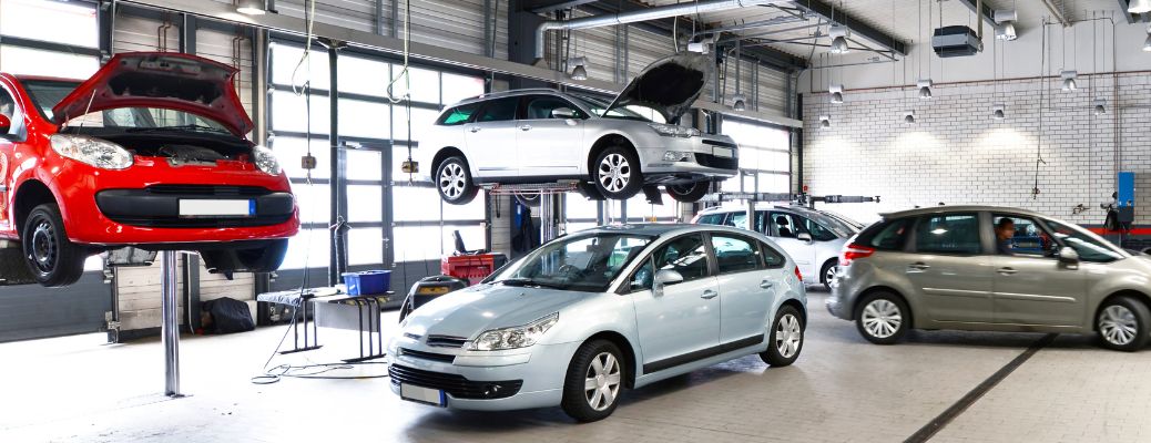 Vehicles at a service center