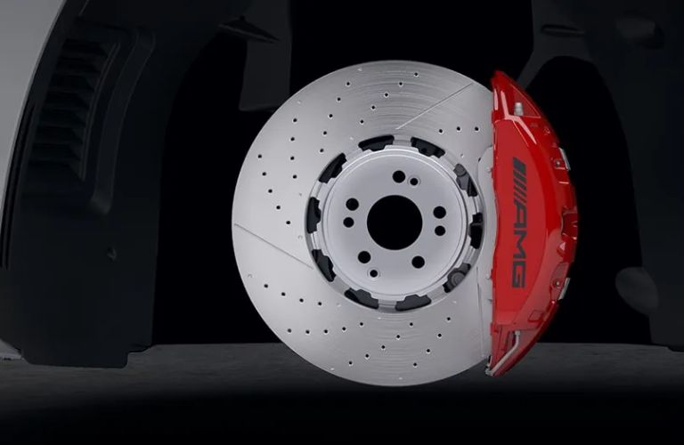 AMG high-performance brakes with red calipers in the 2025 Mercedes-Benz AMG® GLS 63 SUV