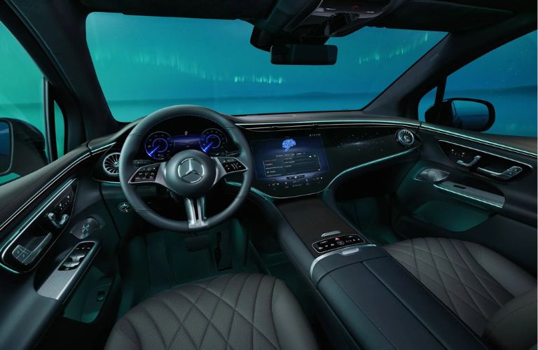 2026 Mercedes-Benz EQE SUV steering wheel and dashboard
