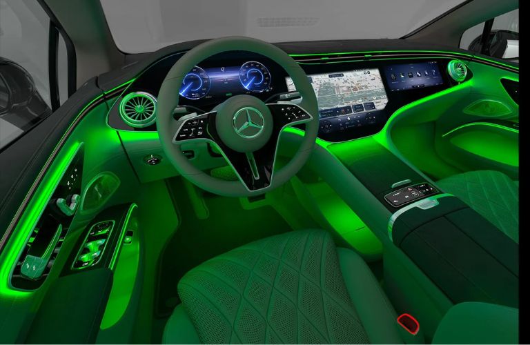 Mercedes-Benz EQS ambient lighting in green