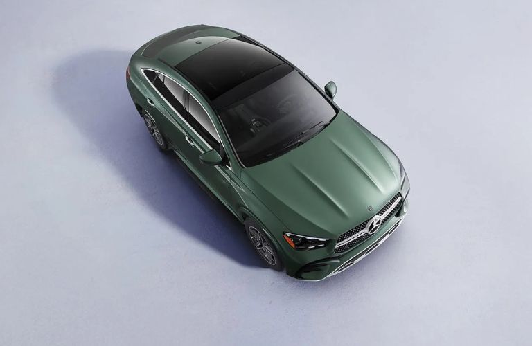 a green Mercedes-Benz GLE Coupe overhead view in white