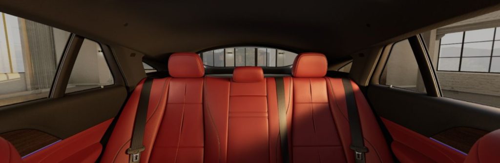 rear seats of the 2026 Mercedes-Benz GLE Coupe in red at night