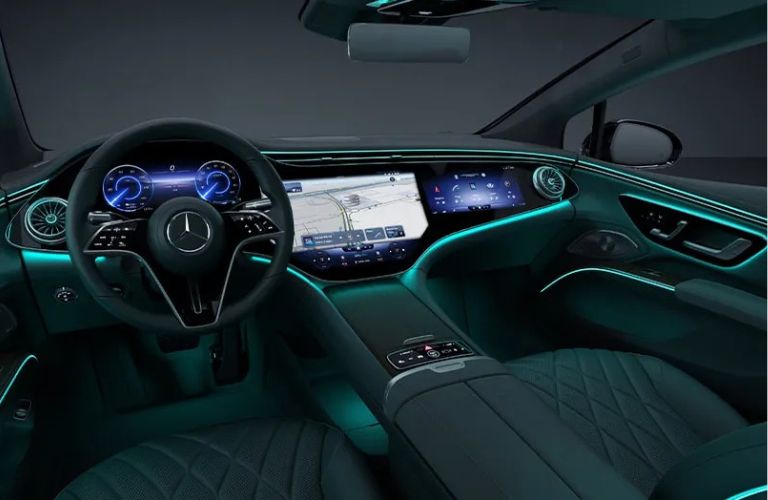 the Hyperscreen and interior of the EQS