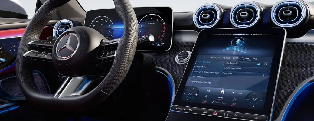 2026 Mercedes-Benz CLE 300 Coupe steering wheel and touchscreen