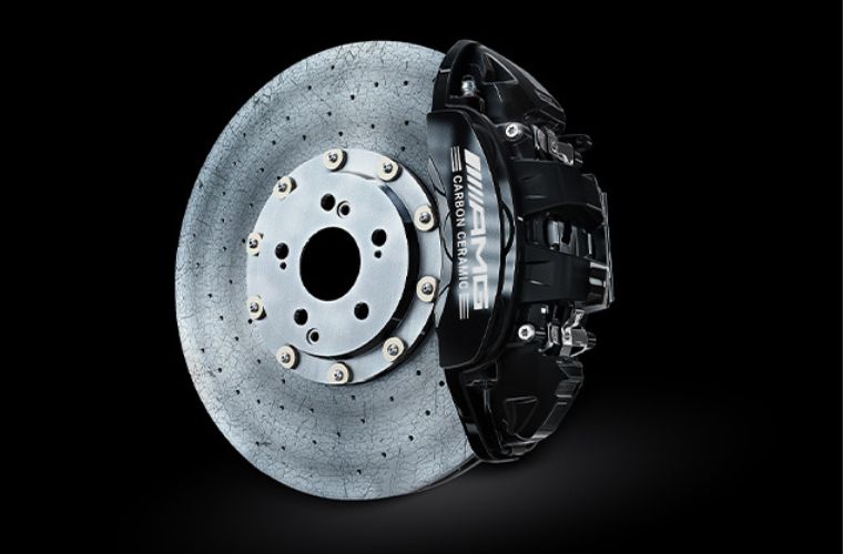 black Mercedes-Benz brake calipers