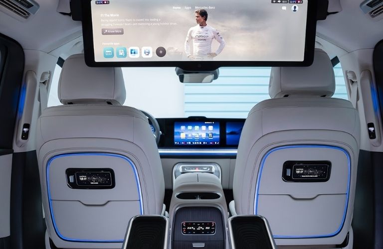dashboard view of rear seat entertainment view in the Mercedes-Benz VLE