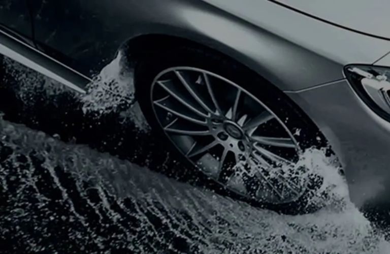 A Mercedes-Benz tire navigating water