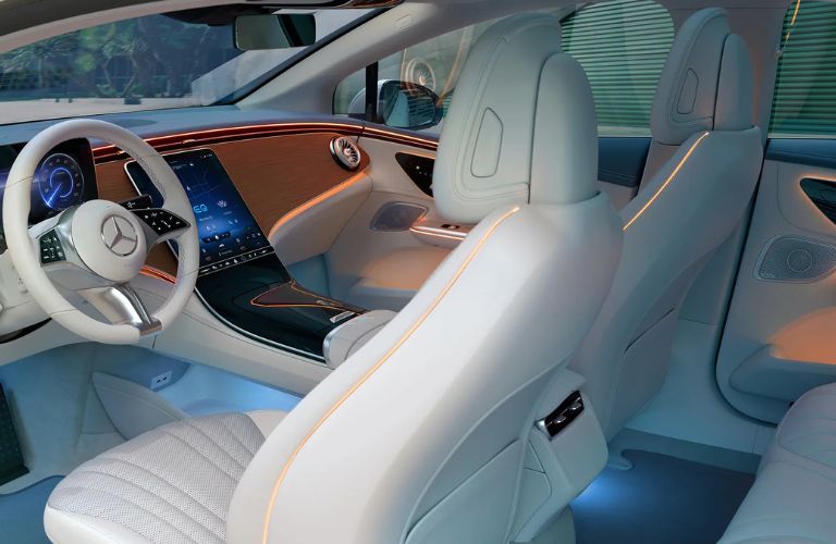 white seats in the Mercedes-Benz EQE