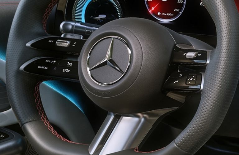 steering wheel of the 2028 Mercedes-Benz GLA Electric SUV