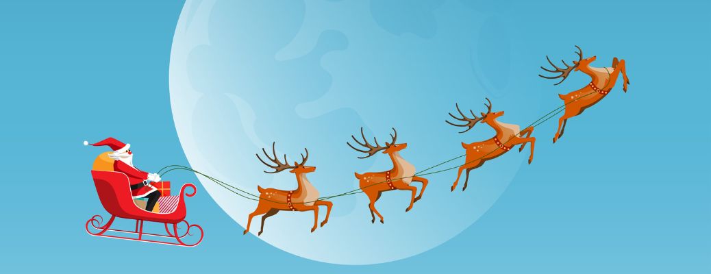 reindeers with santa claus