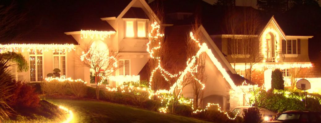 Christmas lights on a house