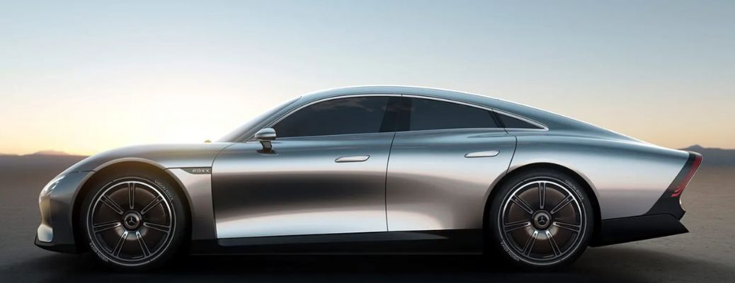 Silver Mercedes-Benz VISION EQXX Front Exterior on Digital Background