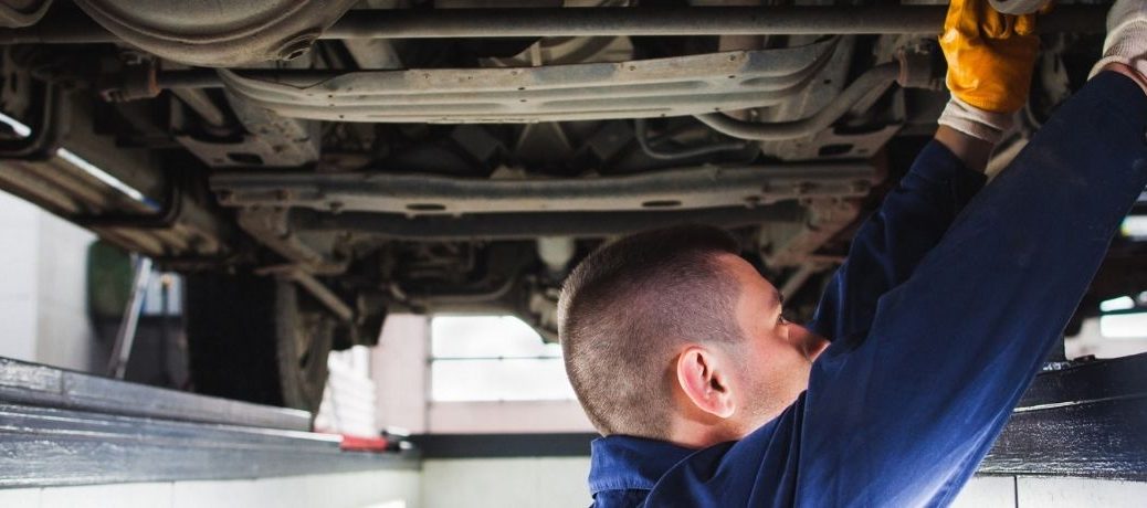 Mechanic working on a vehicle
