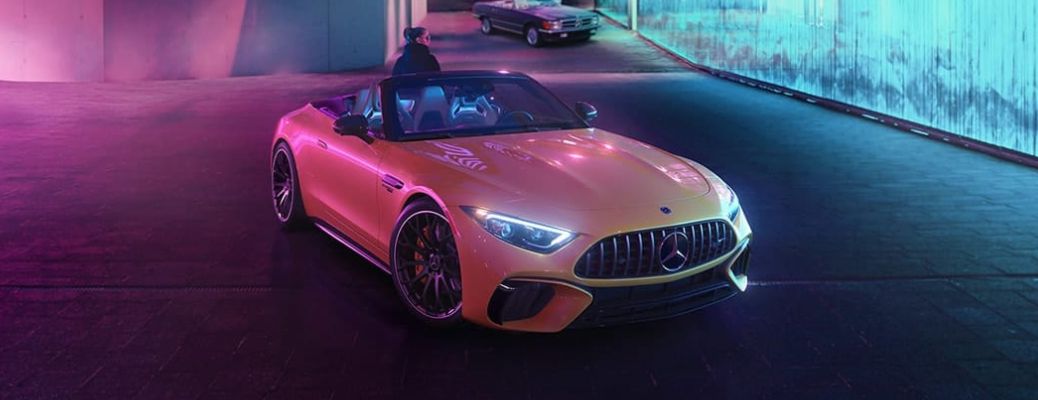 Front three-quarter view of the 2023 Mercedes-AMG SL Roadster parked