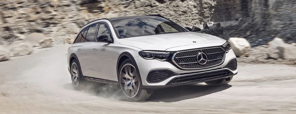 Front view of the 2024 Mercedes-Benz E-Class Sedan driving