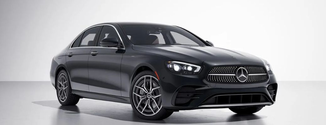 Front-quarter view of the 2024 Mercedes-Benz E-Class Sedan Black
