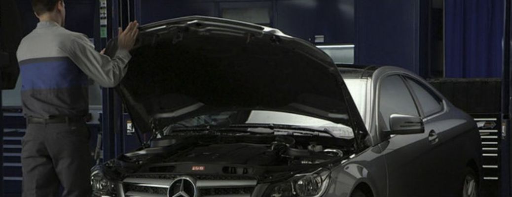 a Mercedes-Benz vehicle being serviced