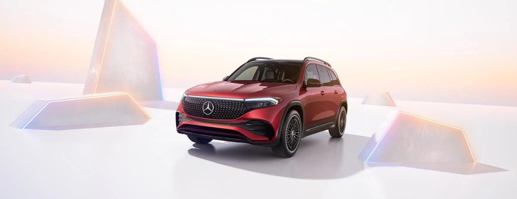 Front-quarter view of the 2024 Mercedes-Benz EQB SUV Red