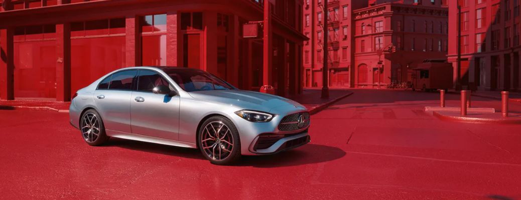 front quarter and side view of the 2025 Mercedes-Benz C-Class Sedan