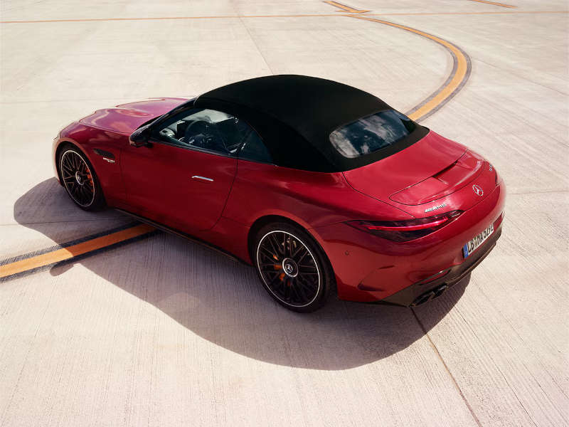 A rear 3/4 view of the AMG® SL Roadster