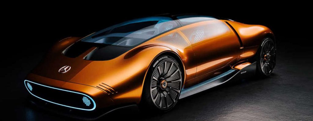 A front 3/4 external view of the Mercedes-Benz Vision One Eleven Concept