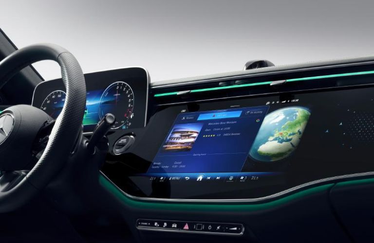 dashboard view of a Mercedes-Benz from below