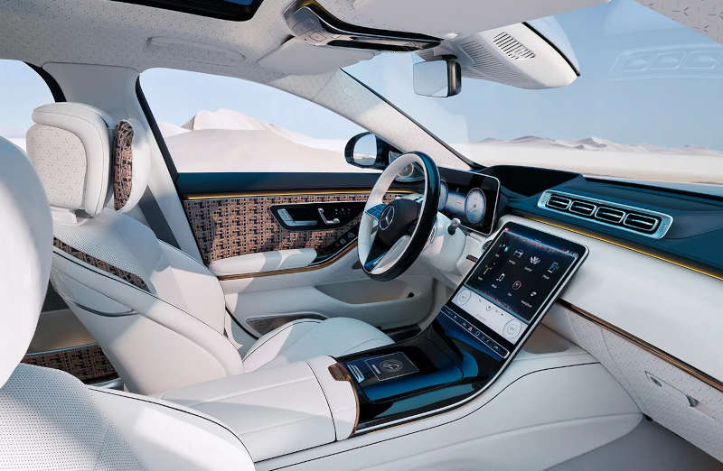 The custom interior of a Mercedes-Maybach vehicle