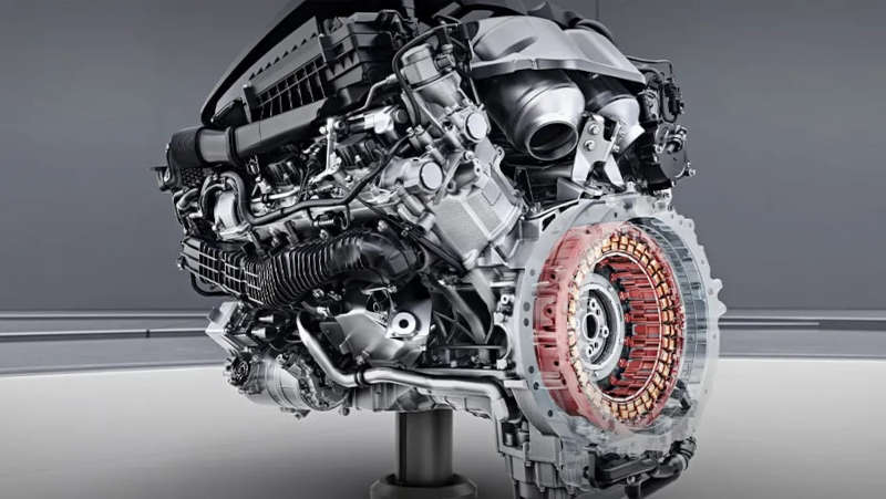 A graphic of the high-tech engine in the AMG® GLE 63 S 4Matic+ SUV