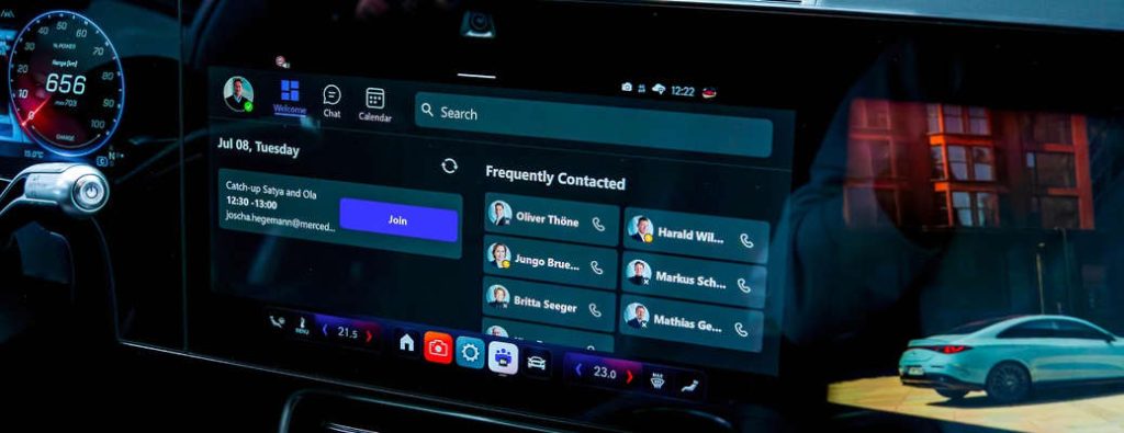 The Microsoft Meeting integration with the MBUX Hyperscreen