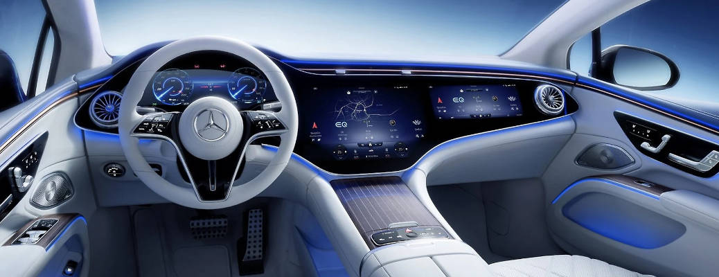 The massive MBUX Hyperscreen in the Mercedes-Benz EQS