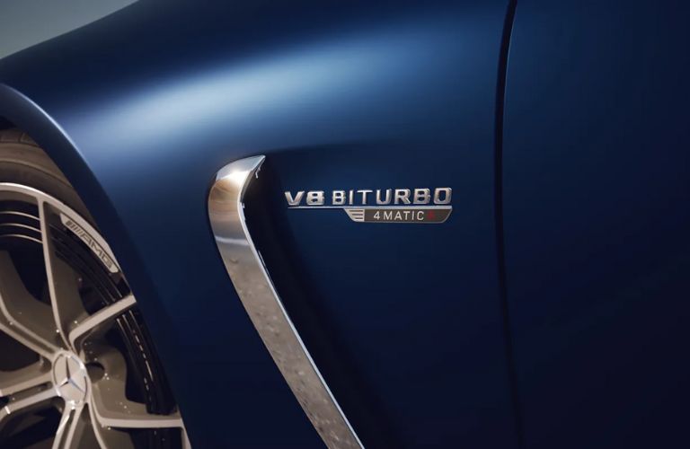 close up of a V8 Turbo sign of a 2025 Mercedes-AMG® Model