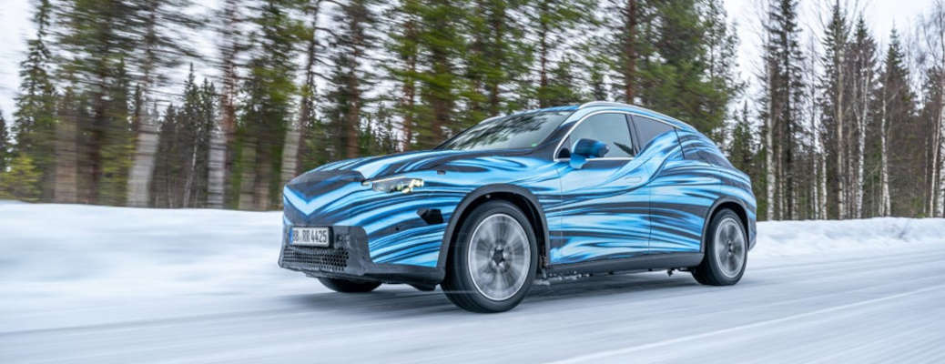 A Mercedes-Benz test vehicle in the snow before winter in Scottsdale.